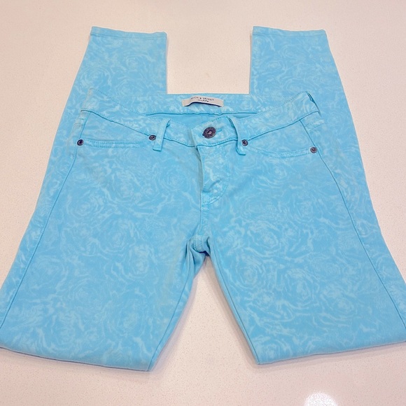 Rich & Skinny Denim - RICH & SKINNY Y2K Printed Floral Rose Aqua Skinny Jeans 25